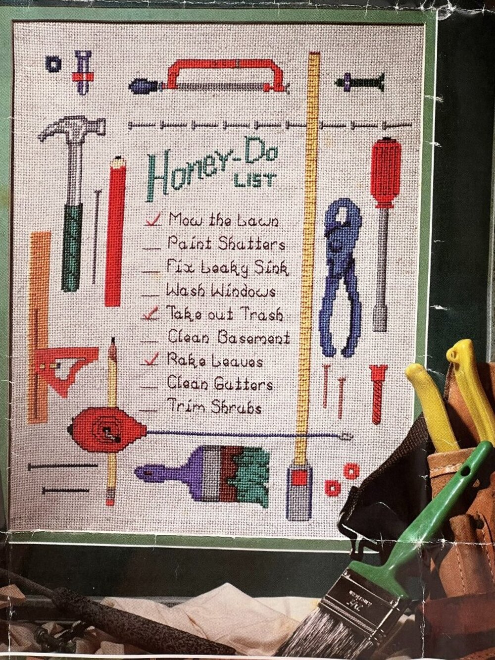 The Hometown Collection Honey-Do List Counted Cross Stitch Kit #5315 Open Pkg